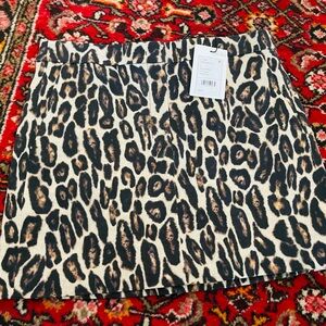 Theory Black and Brown Animal Print Wool Mini Skirt